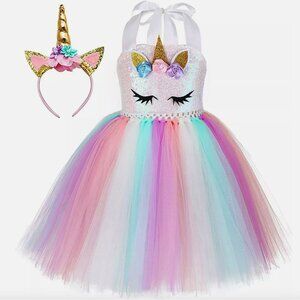 TUTU DREAMS Handmade Sequin Unicorn Tutu Dress/Costume Headband Girls 1-2T NWT